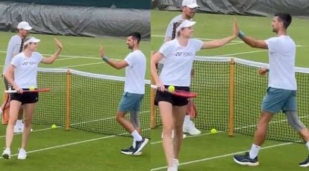 Novak Djokovic and Elena Rybakina Together on the Court - Wimbledon 2024