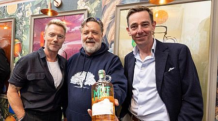 Stars Russell Crowe, Ronan Keating and Ryan Tubridy align at Muff Liquor Company