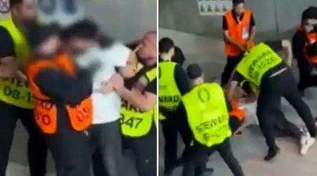 Shocking moment fan is punched and kicked by group of stewards during Portugal's Euro 2024 win over Slovenia