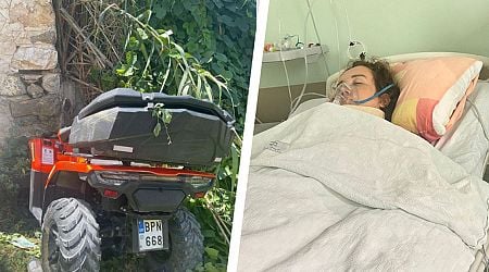 Young woman, 22, thought she was going to 'die alone' after being thrown down 13 foot drop in horror quad bike crash in Greece