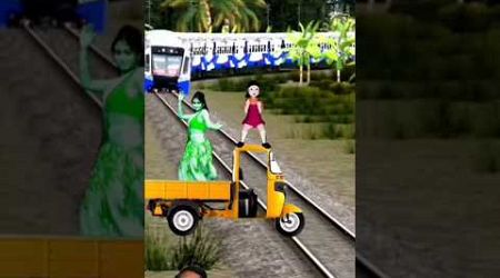 fanny cute girl &amp; aunty dance on rikshaw stop the train #tranding #youtubeshorts #train