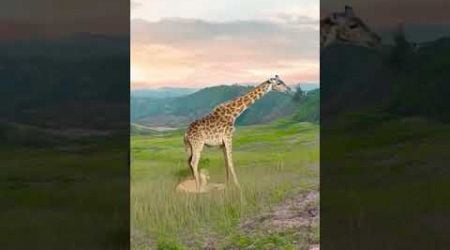 Giraffes protect their cubs, wildlife at close range, animal combat power competition