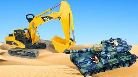 RC Tractor Excavator saving a Tank! RC Bruder Toy World!