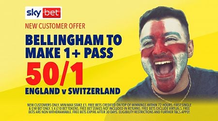 Sky Bet Euro 2024 offer: Get 50/1 on Bellingham 1+ pass for England vs Switzerland