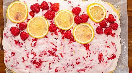 Lemon Raspberry Frosted Sheet Cake