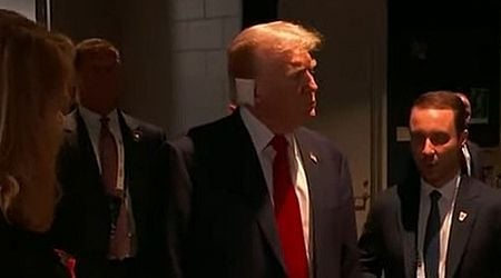 Donald Trump breaks cover with bandaged ear in first appearance since assassination attempt