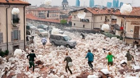 Milan, Italy is in chaos! Storm and 6 inch hail destroyed buildings and vehicles, World is Shocked