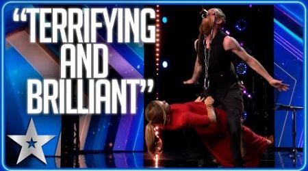 DAREDEVIL Andrew Stanton lifts Amanda with HIS EYES! | Unforgettable Audition | Britain&#39;s Got Talent