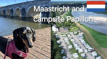Maastricht in a camper - a city in the Netherlands - camper site Papillon with view of river Maas