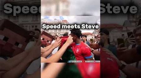 Speed meets Steve. #fyp #ishowspeed #speed #minecraft #Steve #czech #czechrepublic #viral