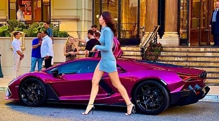 MONACO LUXURIOUS RICH LADIES NIGHTLIFE SUMMER 2024 SUPERCARS: Lamborghini, Ferrari, Rolls-Royce,