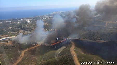 Forest fire erupts in Marbella: Helicopters and planes dump water on inferno as videos show smoke billowing into the air and blacking out roads