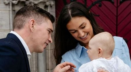 GAA legend beams alongside former Miss Universe Ireland wife as they celebrate son's christening