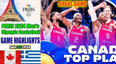 CANADA Vs. GREECE Jul.27, 2024 Full Game Highlights | Paris 2024 Men&#39;s Olympic Basketball