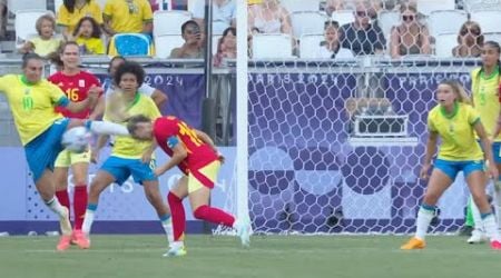 Marta Red Card vs Spain, Marta kicked to Olga Carmona, Brazil vs Spain Women&#39;s Olympic Football 2024