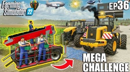 HARVESTING GRAPES w/ HUMAN BRIGADE | MEGA Challenge #36 | Farming Simulator 22