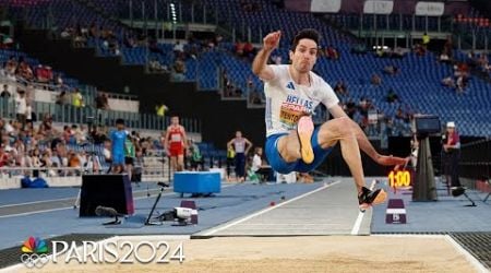 Greece&#39;s Miltiadis Tentoglou DEFENDS men&#39;s long jump gold medal at Paris Olympics | NBC Sports