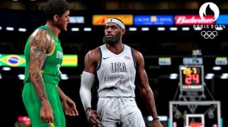 NBA 2K24 Live Simulation! | USA vs Brazil FULL GAME | Olympic Men&#39;s Basketball Quarterfinals