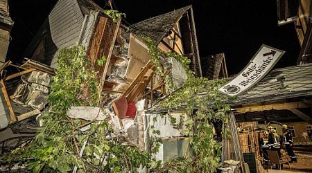 Dutch woman & child rescued from rubble of collapsed German hotel; Father still trapped