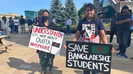 Bangladeshi students in St. John's celebrate resignation of prime minister following protests at home