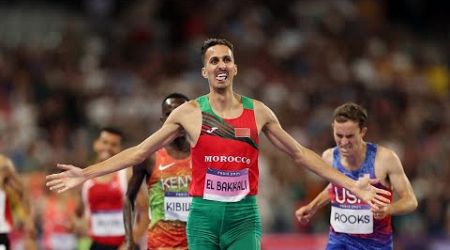 Soufiane El Bakkali wins Men&#39;s 3000m Steeplechase Race at Olympics Paris 2024 winning Gold Morocco