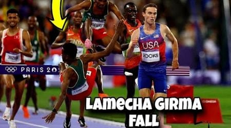 lamecha girma fall, lamecha girma stretchered off track during 3000m steeplechase final