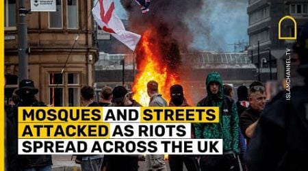 Far-right yobs terrorise UK streets and attack mosques.