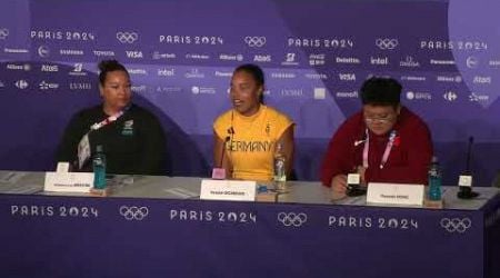 YEMISI OGUNLEYE WINS OLYMPIC SHOT PUT GOLD WITH CLUTCH LAST ROUND THROW | PRESS CONFERENCE