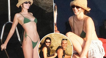 Kendall Jenner flaunts model physique with tiny string bikini