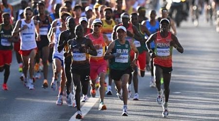 Belgium&#39;s Bashir Abdi silver medal &amp; crying vs Tamirat Tola gold in Marathon! Paris Olympics 2024