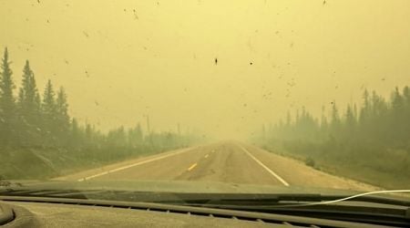 Extreme wildfire activity in N.W.T. blankets much of the territory in smoke on Sunday