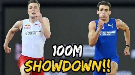 Mondo Duplantis Defeats Karsten Warholm in 100m Sprint!