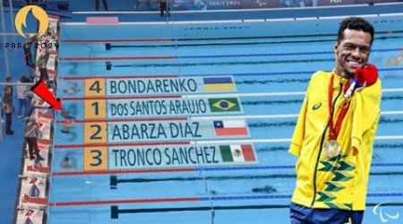 Gabriel Geraldo dos Santos Araujo wins Men&#39;s 100m Backstroke S2 Para Swimming Paralympics Paris 2024