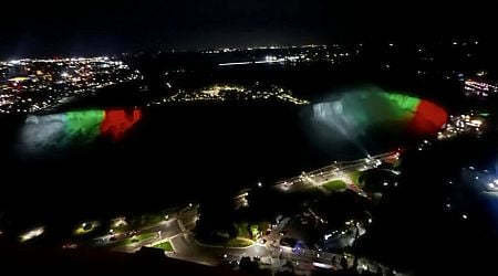 Niagara Falls was illuminated in the colours of the Bulgarian flag on the occasion of the Unification Day