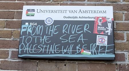 Some unrest at Pro-Palestinian protest on Univ. Amsterdam campus