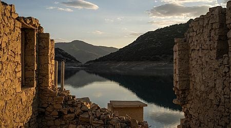 Sunken village emerges in Greece as drought dries up lake