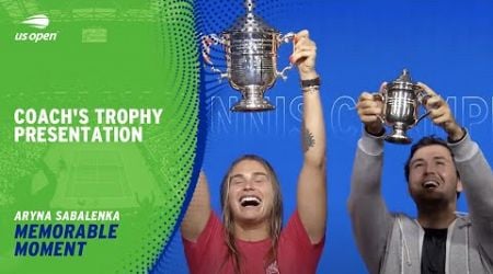 Aryna Sabalenka Hilariously Hands Coach Replica Trophy | 2024 US Open