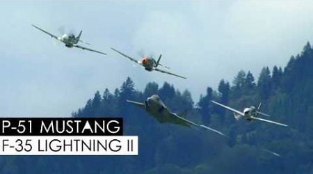 P-51 Mustang Trio &amp; F-35 Lightning II Formation - AIRPOWER24