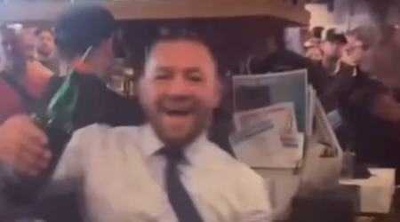 Conor McGregor concern as he pours drinks at American bar before meeting Bill Clinton