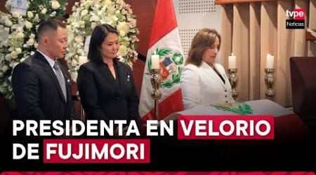 Presidenta Dina Boluarte asiste a velorio de Alberto Fujimori en sede del Ministerio de Cultura