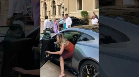 Pretty blonde lady getting out Aston Martin at Monte Carlo #billionaire #monaco#luxury#lifestyle#fyp