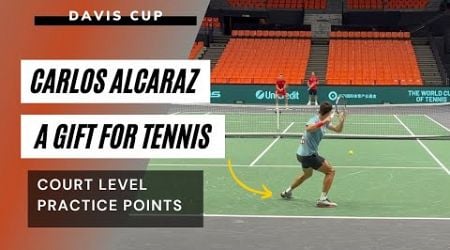 Carlos Alcaraz Awesome Practice Points vs Bautista Agut (Davis Cup 2024 | Court Level View)