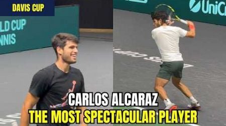 The power, velocity and explosiveness of Carlos Alcaraz | Practice Davis Cup 2024