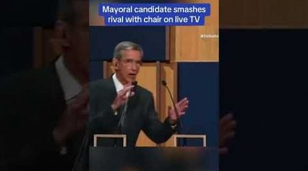 Mayoral candidate smashes rival with chair on live TV