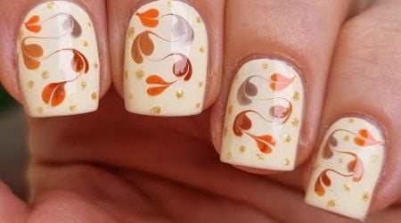 Fall Hearts Nail Art Tutorial | Pastel Nails With Drag Marble Nail Design | DIY