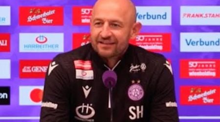 Pressekonferenz mit FK Austria Wien-Trainer Stephan Helm nach dem Unentschieden gegen SK Sturm Graz