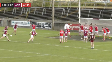 Former GAA All-Star thunders in goal for his club past NINE players on the line