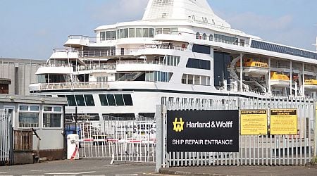 Cheers as luxury cruise ship leaves Belfast dock after being stranded for four months 