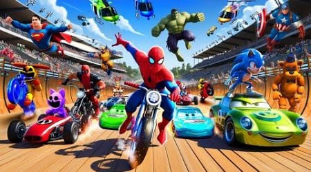 GTA V SPIDERMAN, FIVE NIGHTS AT FREDDY&#39;S, THE AMAZING DIGITAL CIRCUS Join in the Epic New Stunt Race