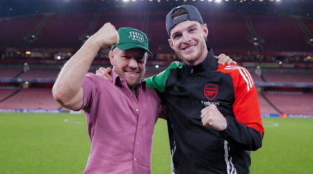 Conor McGregor enjoys kickabout with Declan Rice after Arsenal beat PSG